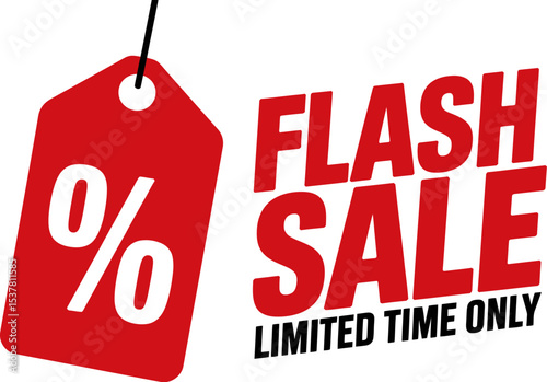 Flash sale limited time offer promotion discount special deal price reduction clearance event only today editable stock vector illustration