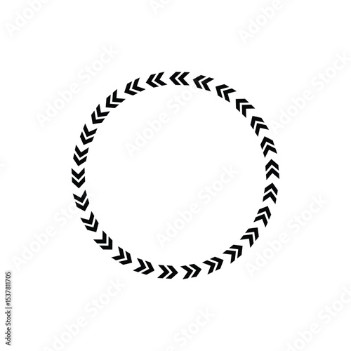 Chevron circle arrow icon. Round arrow frame. Vector isolated on white. Vector Illustration . 