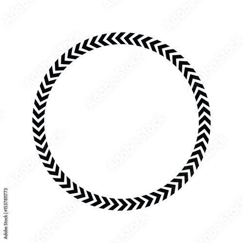 Chevron circle arrow icon. Round arrow frame. Vector isolated on white. Vector Illustration . 