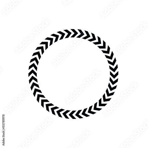 Chevron circle arrow icon. Round arrow frame. Vector isolated on white. Vector Illustration . 