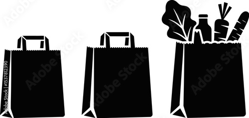 Grocery shopping bags vector illustration for food delivery service and market purchases design 100 editable stock vector illustration