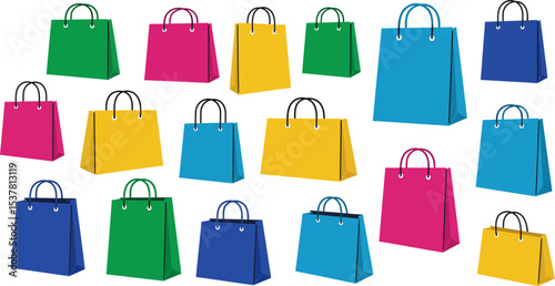Colorful shopping bags vector illustration retail therapy sale discount marketing promotion design concept editable stock vector illustration