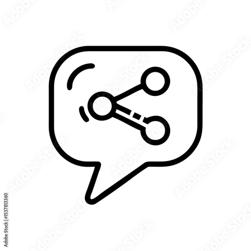 Share post icon featuring a speech bubble with share link symbol in modern minimalistic design
