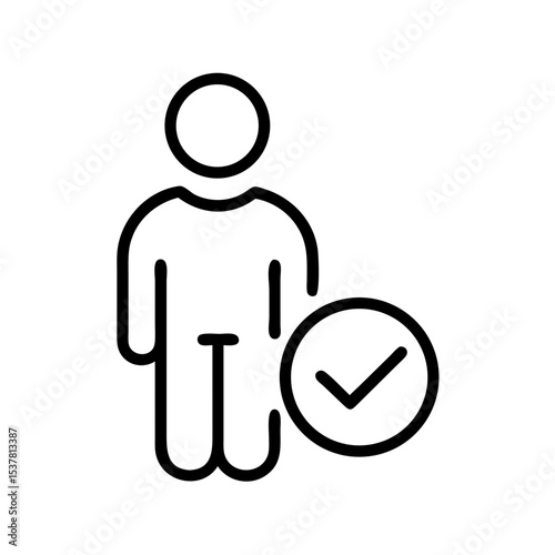 User status icon featuring a person figure with a checkmark in modern minimalistic design