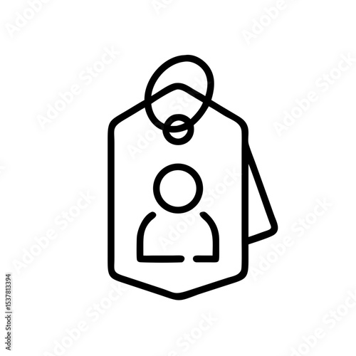 User tag icon featuring a tag with user figure in modern minimalistic design