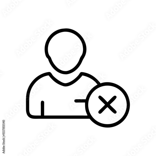 Remove friend icon with user silhouette and cross symbol for social media concept