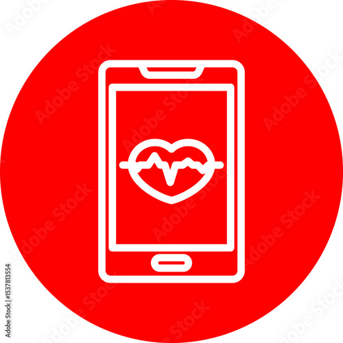 Fitness App Vector Line White Circle Red