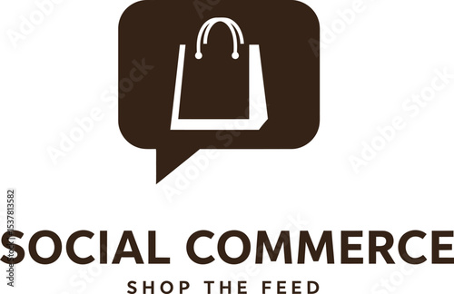 Social commerce shop the feed online shopping ecommerce marketing social media sales digital store retail editable stock vector illustration