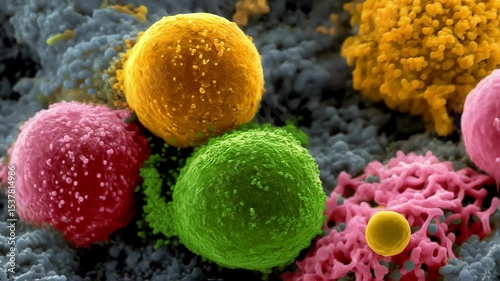 Microscopic View of Colorful Cells A Vibrant Exploration of Cellular Structures