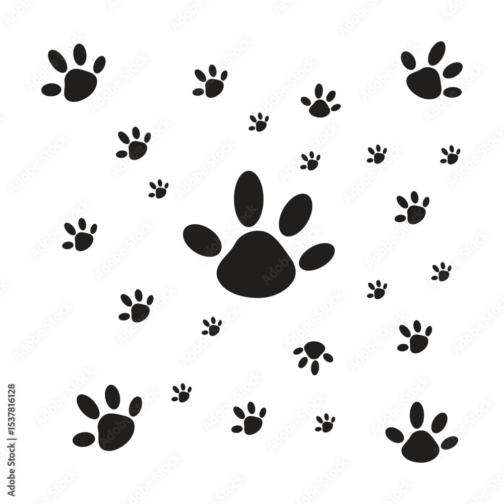 Fototapeta premium panda paw background silhouette bear paw illustration is very nice and cute