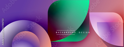 Abstract gradients overlap, creating fluid shapes. Vibrant purple, green, pink hues dominate design. Modern aesthetic, simple text.