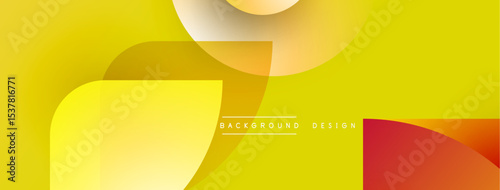 Abstract yellow, orange gradients. Overlapping rounded shapes create dynamic visual effect. Minimalist design with text elements.