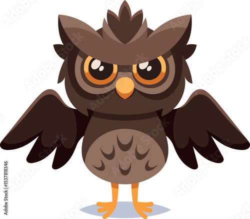 Cute serious owl vector illustration