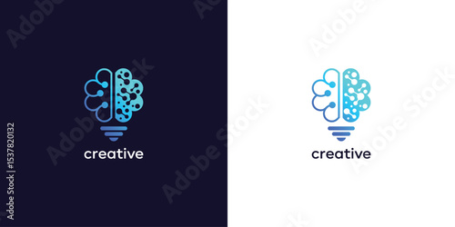 Brain smart idea logo template with diferent element concept 