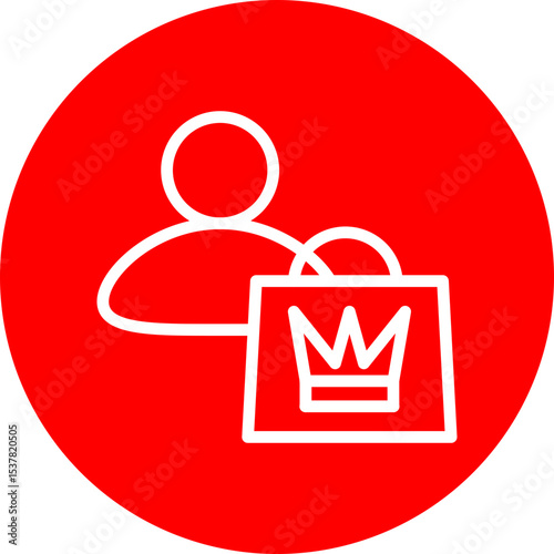 VIP Customer Vector Line White Circle Red