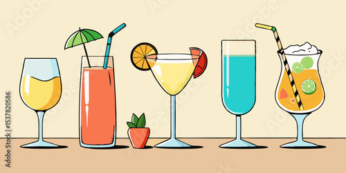 Assortment of summer cocktails and drinks