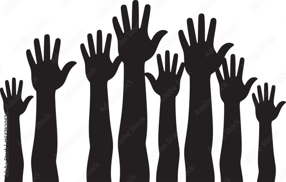 Fototapeta premium hand, hands, Rising hands silhouette, set of rising hand 