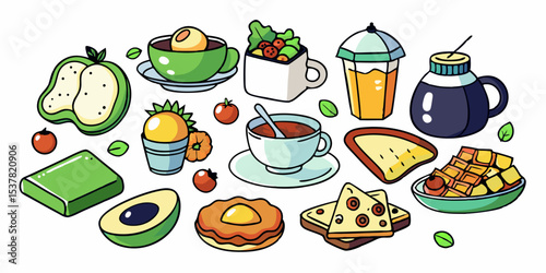 Healthy breakfast food illustration collection
