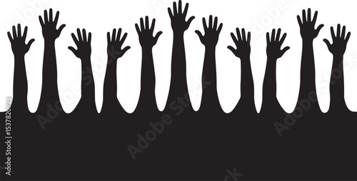 hand, hands, Rising hands silhouette, set of rising hand 