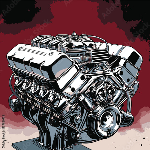 engine illustration for graphic design needs