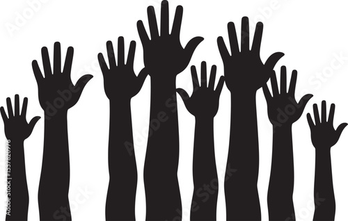 hand, hands, Rising hands silhouette, set of rising hand 