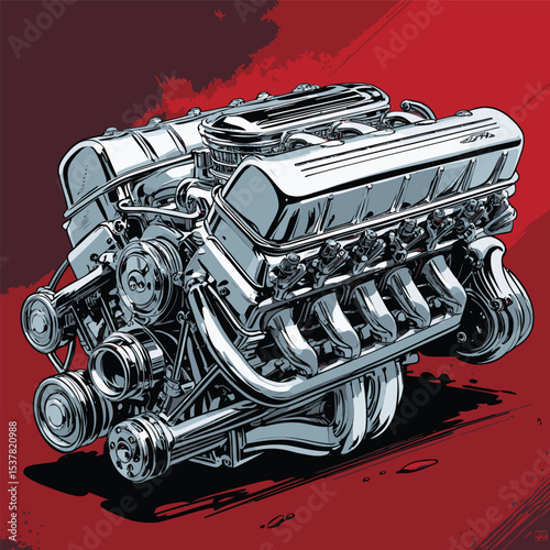engine illustration for graphic design needs