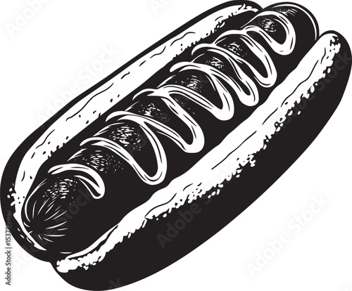 A hot dog with mustard and ketchup on a bun.