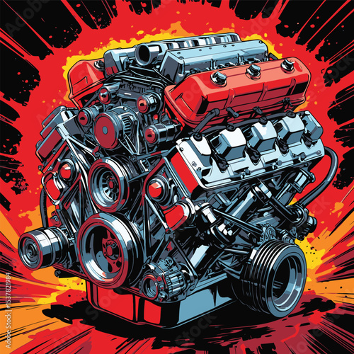 engine illustration for graphic design needs
