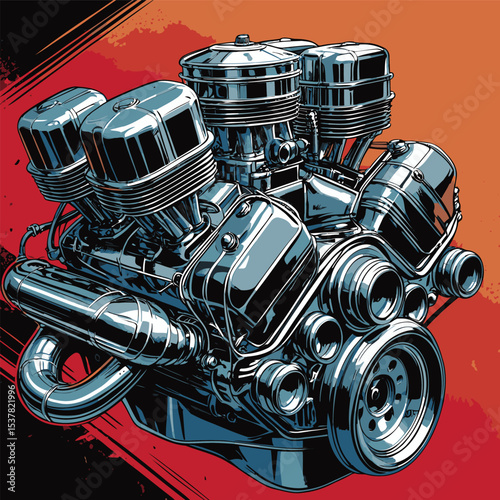 engine illustration for graphic design needs
