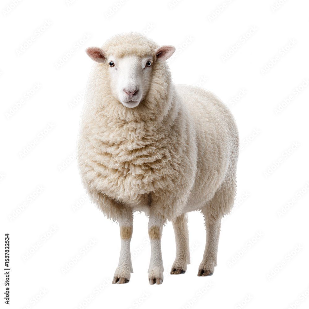 Fototapeta premium Sheep, white sheep, woolly sheep, farm animal, livestock
