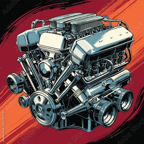 engine illustration for graphic design needs