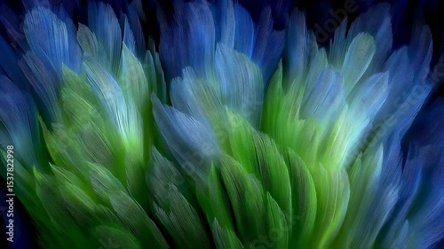 Abstract Blue and Green Floral Burst A Symphony of Hues