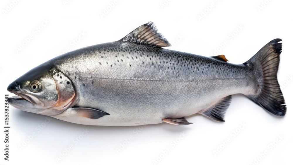 Naklejka premium Cleaned coho salmon fish on a white background