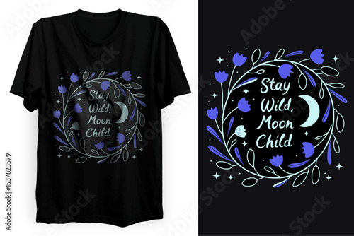 Black cotton t-shirt with a floral print design, perfect for casual wear