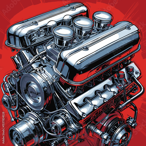 engine illustration for graphic design needs