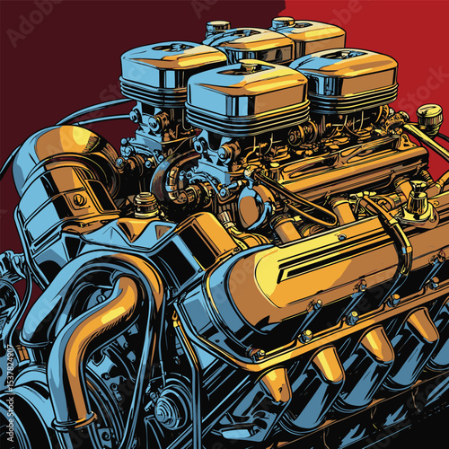 engine illustration for graphic design needs