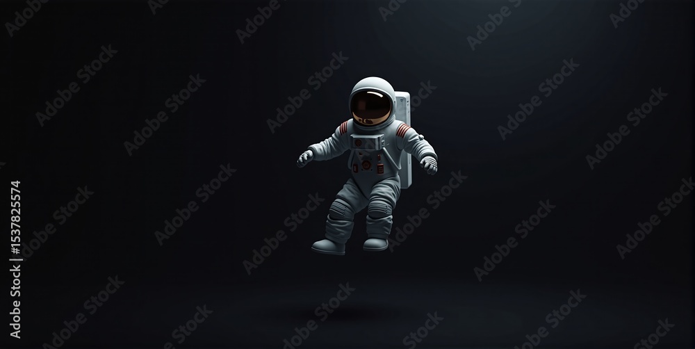 Fototapeta premium An astronaut floats lost in deep space, surrounded by darkness
