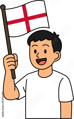 A man is holding the England flag