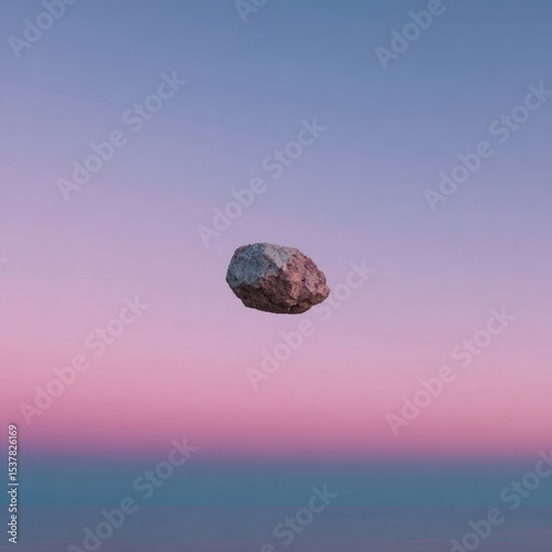 Floating rock, pastel sky (1)