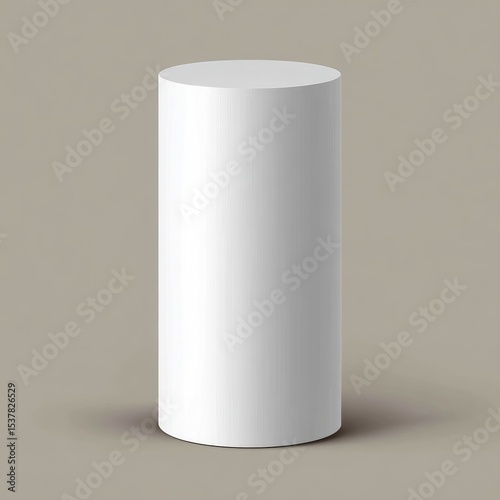 Blank white cylinder on a muted gray background