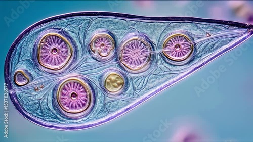 Microscopic View of a Stentor Roeseli Ciliate Protozoan