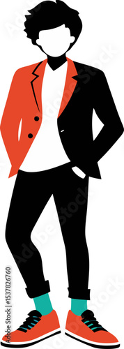 Wearing sneakers with blazer Silhouette vector white background