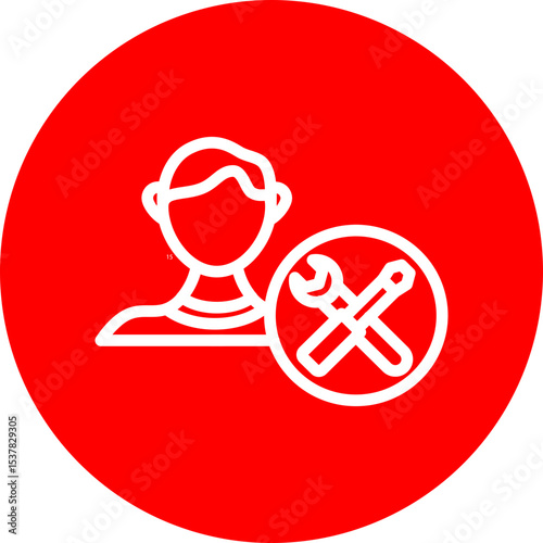 Customer Technical Support Vector Line White Circle Red