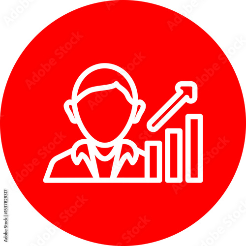 Customer Growth Vector Line White Circle Red