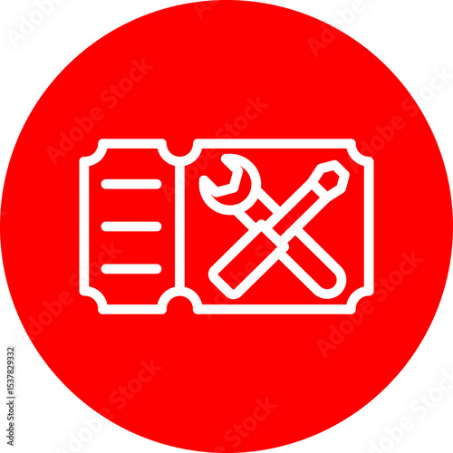 Support Ticket Vector Line White Circle Red