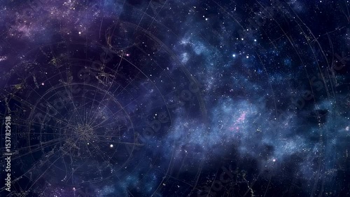 Celestial Chart Starry Night Sky with Constellation Map Overlay