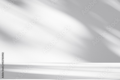 Wall interior background, studio and backdrops show products.with shadow from window color white and grey. background for text insertion and presentation product	
