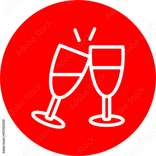 Birthday Drinks Vector Line White Circle Red