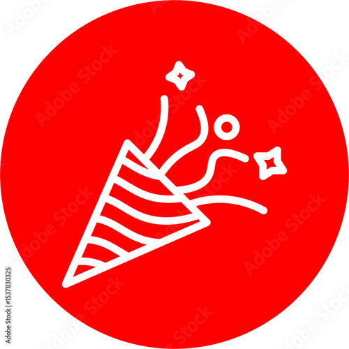 Party Popper Vector Line White Circle Red