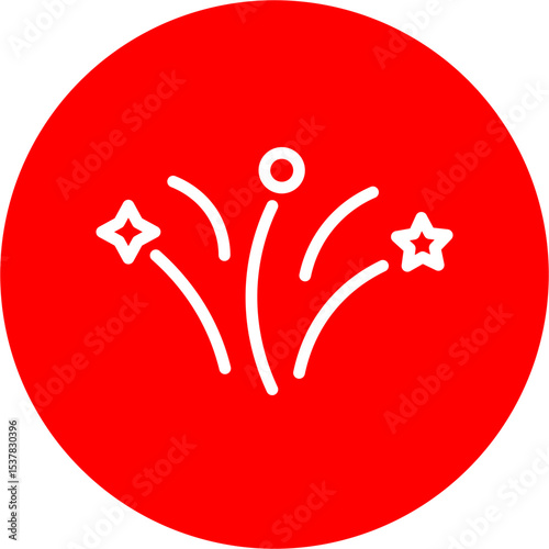 Birthday Fireworks Vector Line White Circle Red